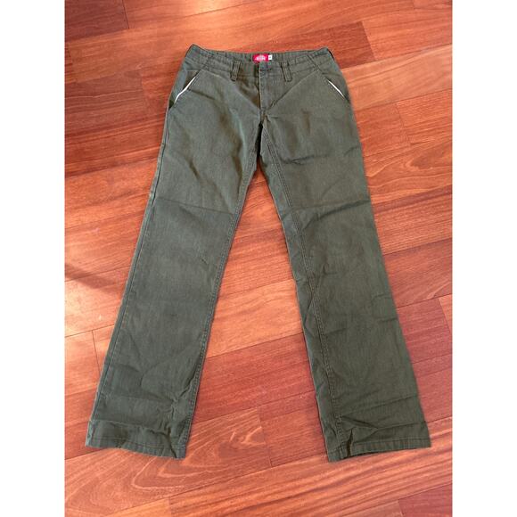 Dickies Girl Army Green Wide Leg Chino Pants - Picture 1 of 8